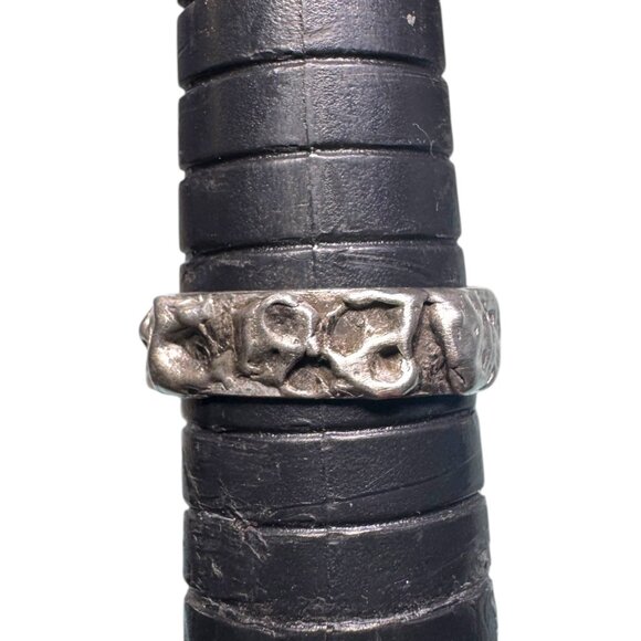 Sea Glass Cocktail Ring Artisan Crafted Silvery Metalwork “Heart of the Sea” Sz8 - Picture 11 of 15